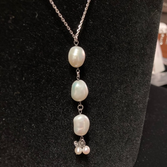 Freshwater Pearls. Necklace & Earrings set 925 silver. - Picture 1 of 5